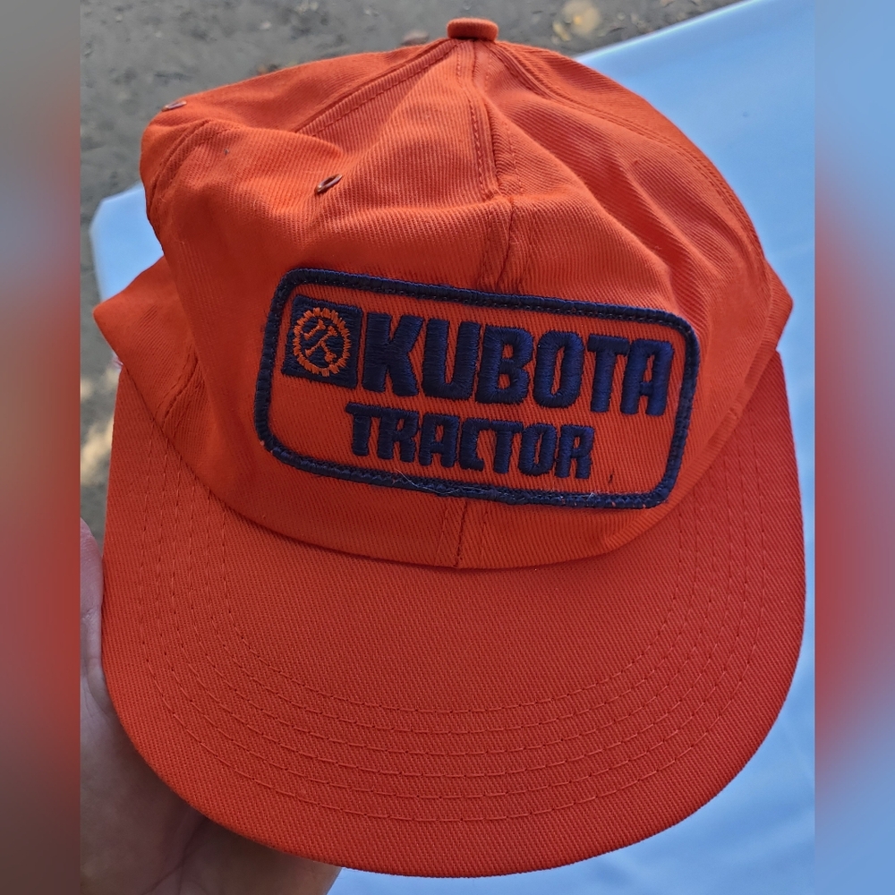 KUBOTA TRACTOR CAP. Orange With Blue Script. Adjustable Buckle. Clean. LN